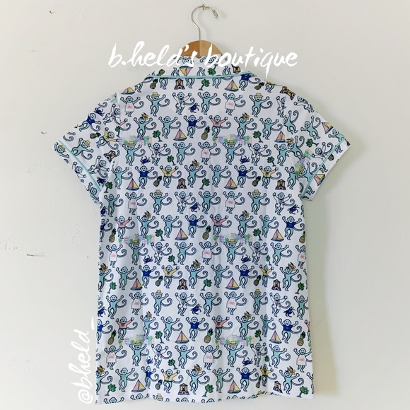 Roller Rabbit Charleston Monkey Polo Pajamas in White Monkey Size XS New NWT - Picture 7 of 16